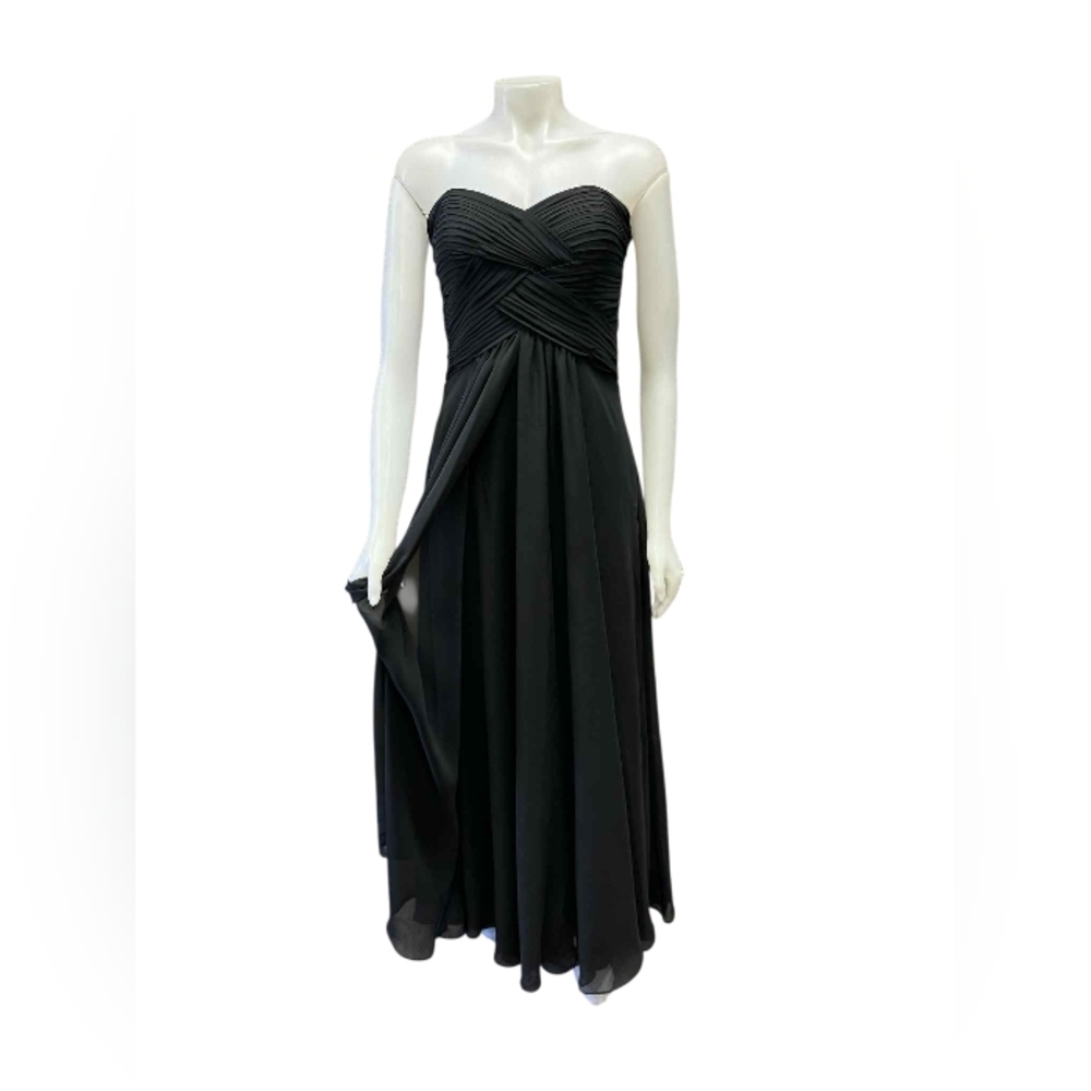 Bari Jay Gown Formal Dress Black Strapless Long Flowing Size 10